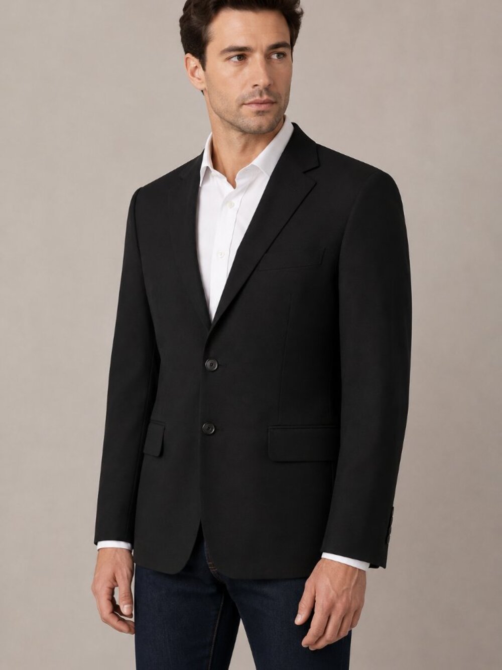 Tazio Italy Men’s 38R Black Ultra Slim Fit Blazer Wool Touch Tailored